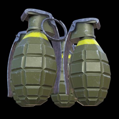 siyah arka plan üzerine el bombası