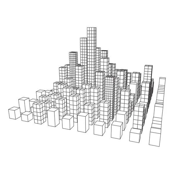 Réseau de ville Mesh Cubes — Image vectorielle