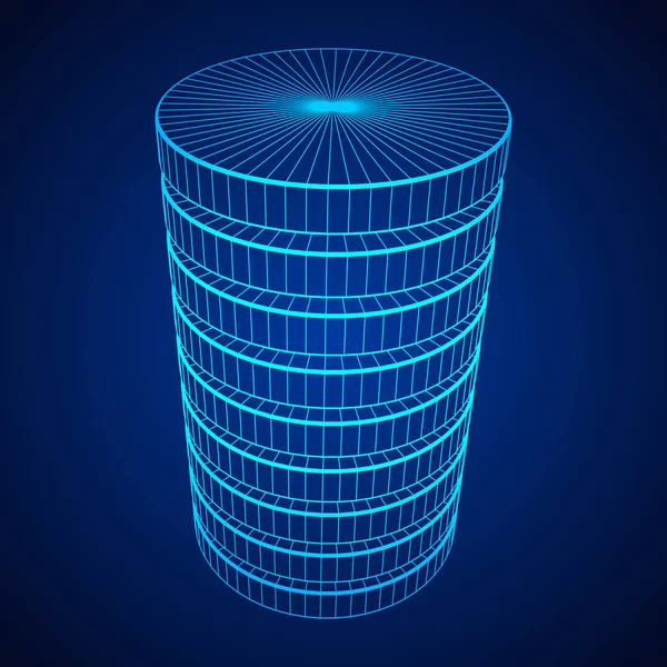 Disco rígido do servidor futurista e banco de dados ou célula de bateria —  Vetores de Stock