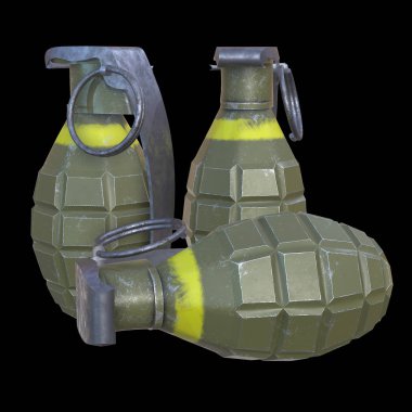 siyah arka plan üzerine el bombası