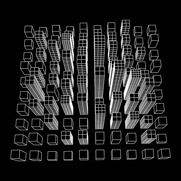 Malha cubos cidade matriz —  Vetores de Stock