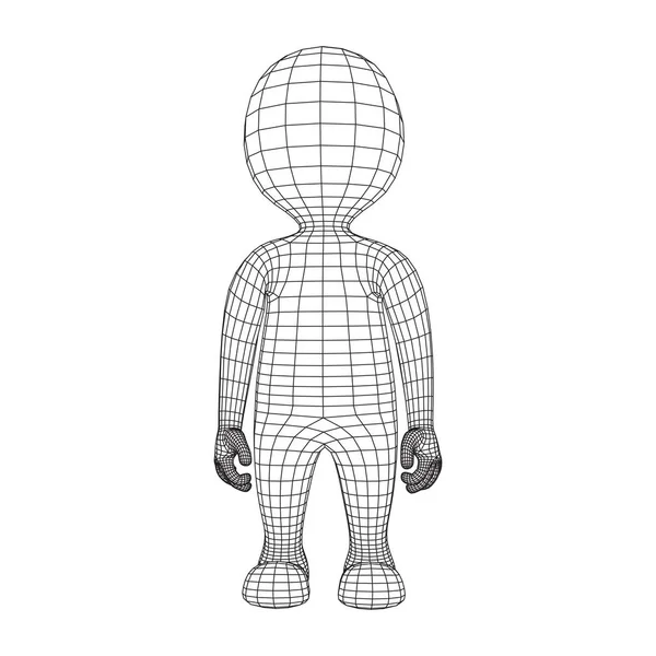 Cuerpo de dibujos animados humanos de malla polivinílica baja Wireframe — Vector de stock