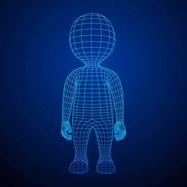 Wireframe baixa malha poli corpo dos desenhos animados humanos —  Vetores de Stock