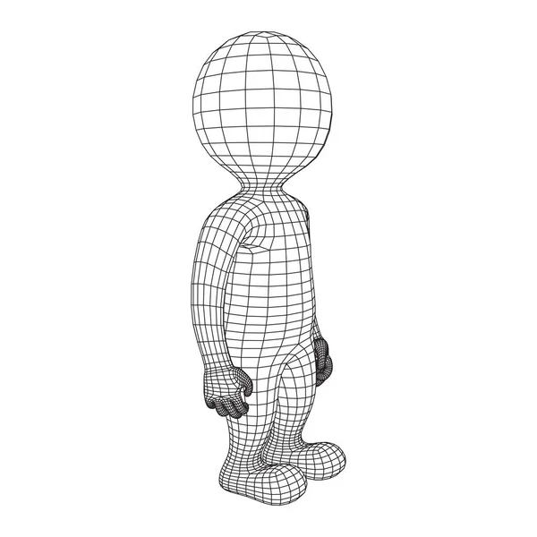 Cuerpo de dibujos animados humanos de malla polivinílica baja Wireframe — Vector de stock