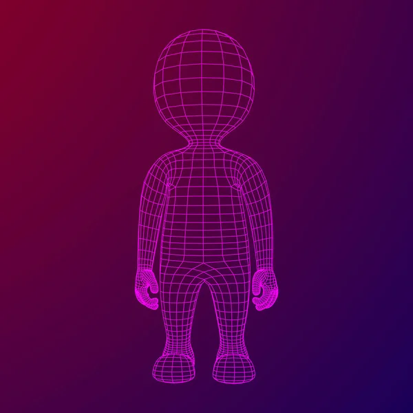 Cuerpo de dibujos animados humanos de malla polivinílica baja Wireframe — Vector de stock