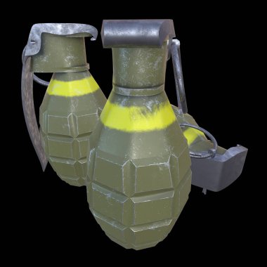 siyah arka plan üzerine el bombası