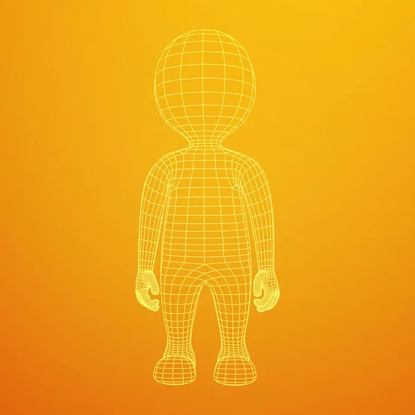 Cuerpo de dibujos animados humanos de malla polivinílica baja Wireframe — Vector de stock