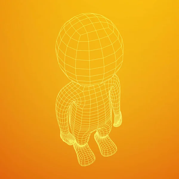 Wireframe low poly mesh human cartoon body