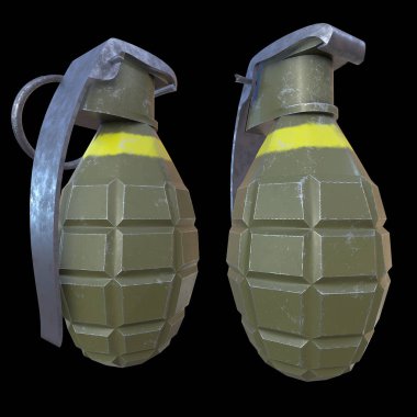 siyah arka plan üzerine el bombası