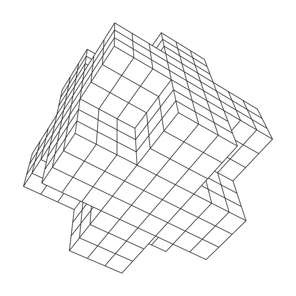Cubo Necker wireframe — Vettoriale Stock