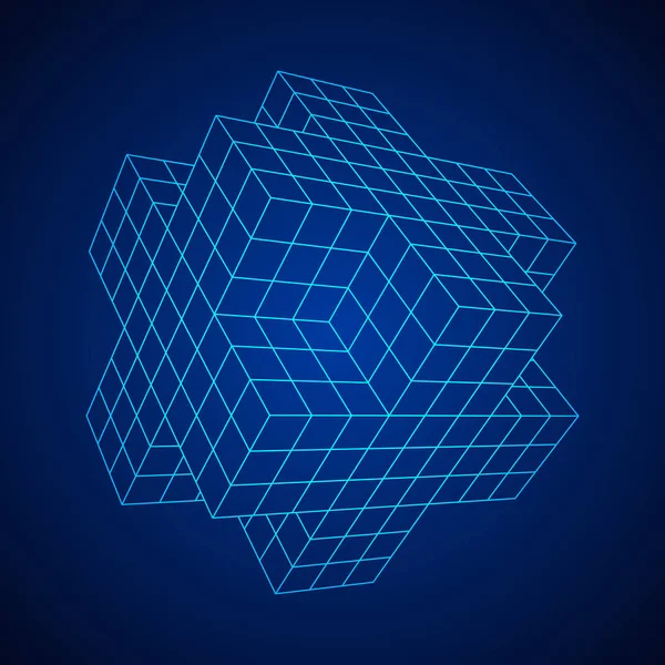 Cubo de escote Wireframe — Archivo Imágenes Vectoriales