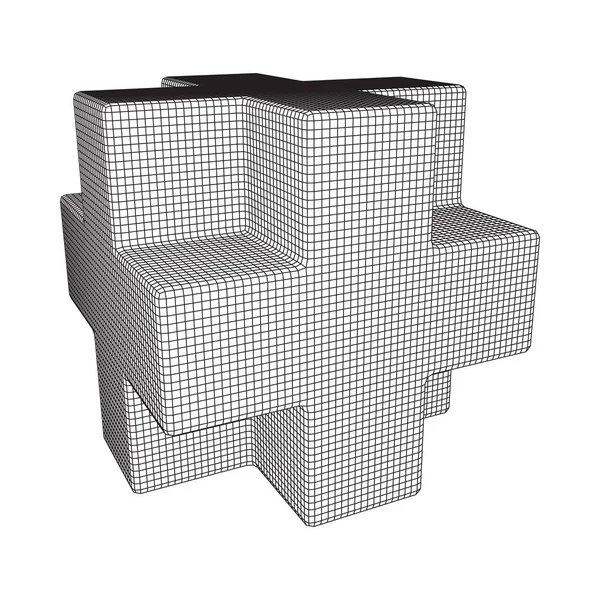 Wireframe Neckers kub — Stock vektor