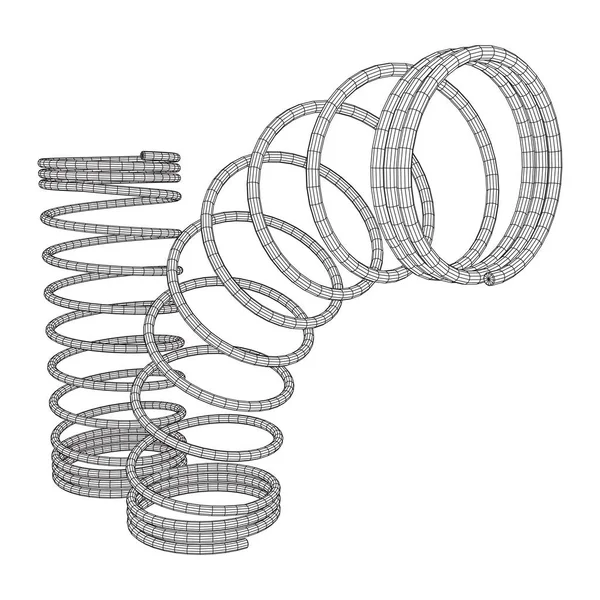 Mola helicoidal wireframe — Vetor de Stock