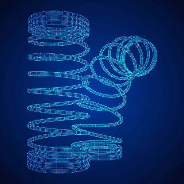 Ressort hélicoïdal Wireframe — Image vectorielle