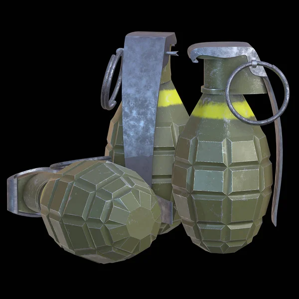 Hand bomb on black background — Stock Photo, Image