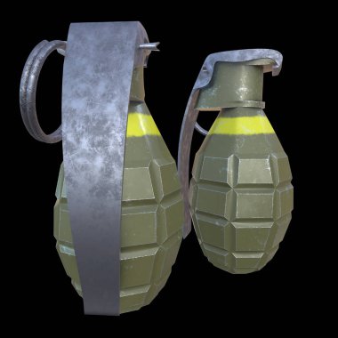 siyah arka plan üzerine el bombası