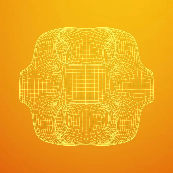 Wireframe Ported Cube — Stock Vector