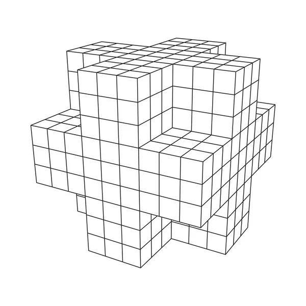 线框尼克立方体 — 图库矢量图片