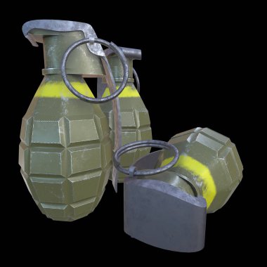 siyah arka plan üzerine el bombası