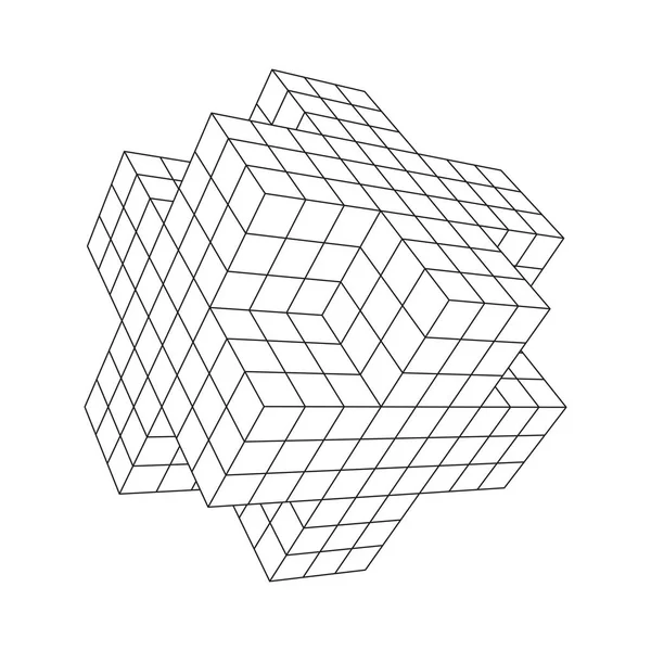 Wireframe Necker Cube — Stock Vector