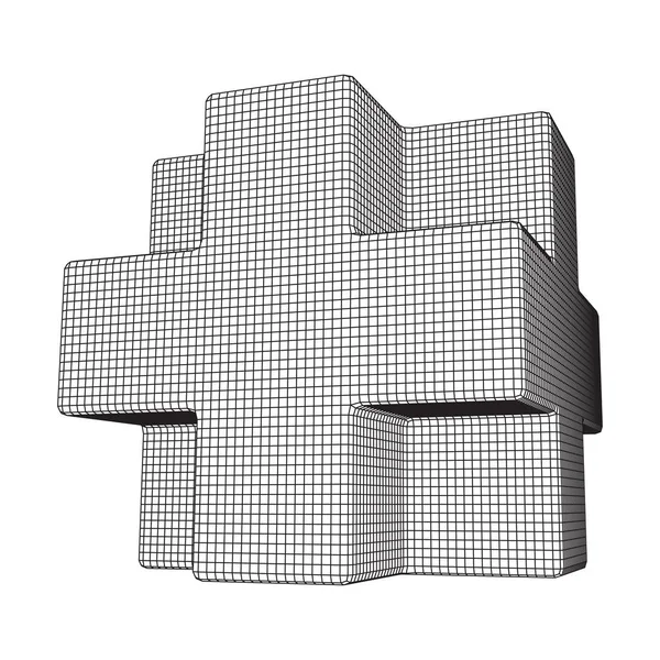 Wireframe Neckers kub — Stock vektor