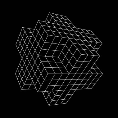 Wireframe Necker Cube clipart