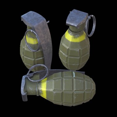 siyah arka plan üzerine el bombası