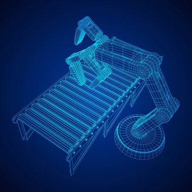 Robotik Kol ve rulo konveyör vektör