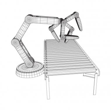 Robotik Kol ve rulo konveyör vektör