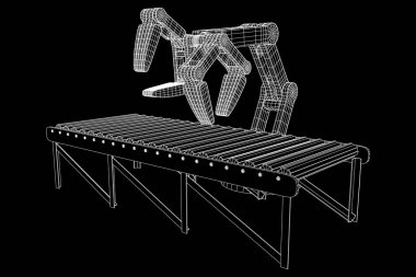 Robotik Kol ve rulo konveyör vektör