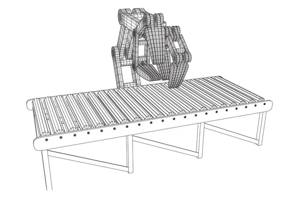 Robotik Kol ve rulo konveyör vektör