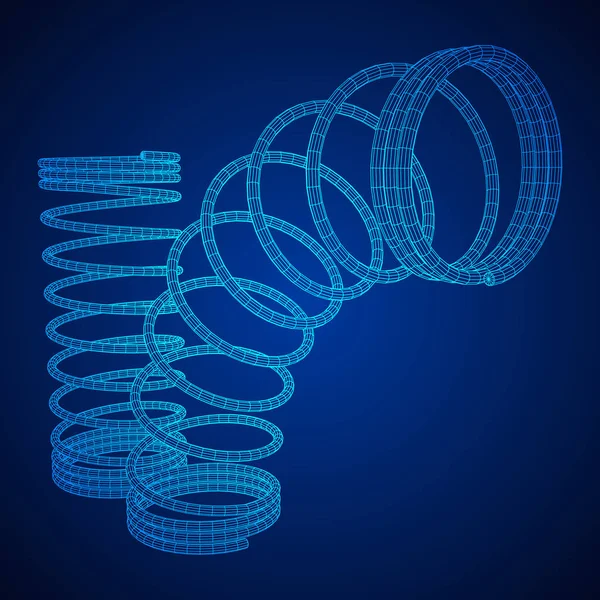 Wireframe helix spring — Stock Vector