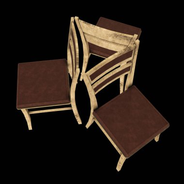 Sandalye arkalık ile 3d