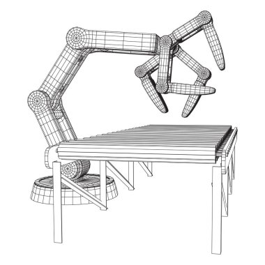 Robotik Kol ve rulo konveyör vektör