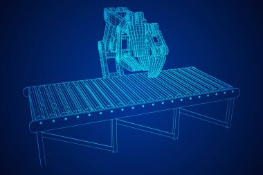 Robotik Kol ve rulo konveyör vektör