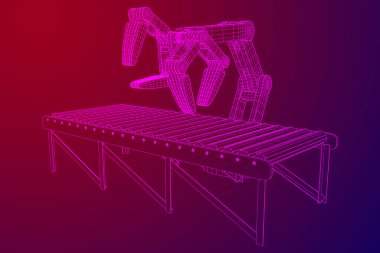 Robotik Kol ve rulo konveyör vektör