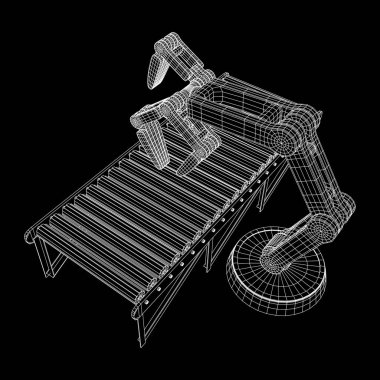 Robotik Kol ve rulo konveyör vektör