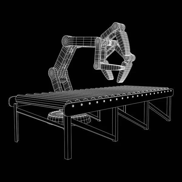 机械手和滚筒输送机矢量 — 图库矢量图片