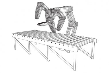 Robotik Kol ve rulo konveyör vektör