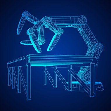 Robotik Kol ve rulo konveyör vektör