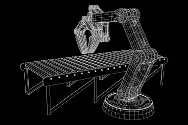 Robotik Kol ve rulo konveyör vektör