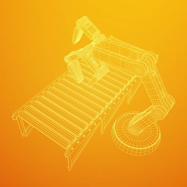 Robotik Kol ve rulo konveyör vektör