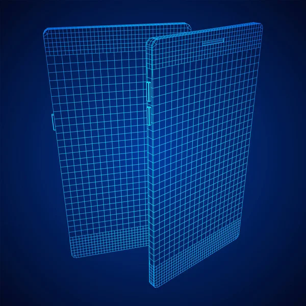 Смартфон мобильного сенсорного экрана отображения wireframe — стоковый вектор