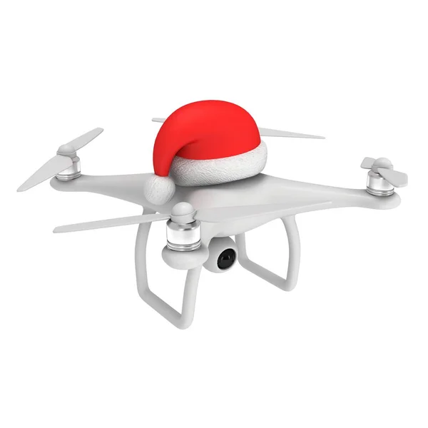 Drone ou quadcopter avec un chapeau de Noël — Photo