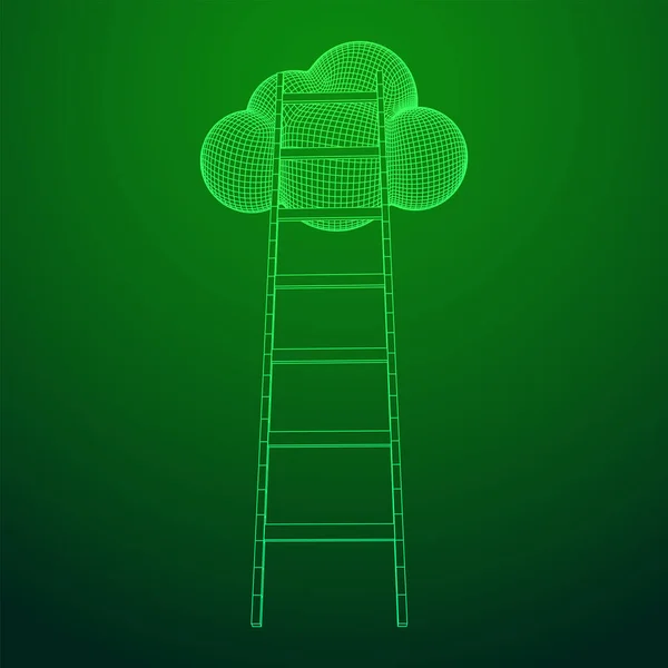 Konsep awan dengan tangga langkah - Stok Vektor