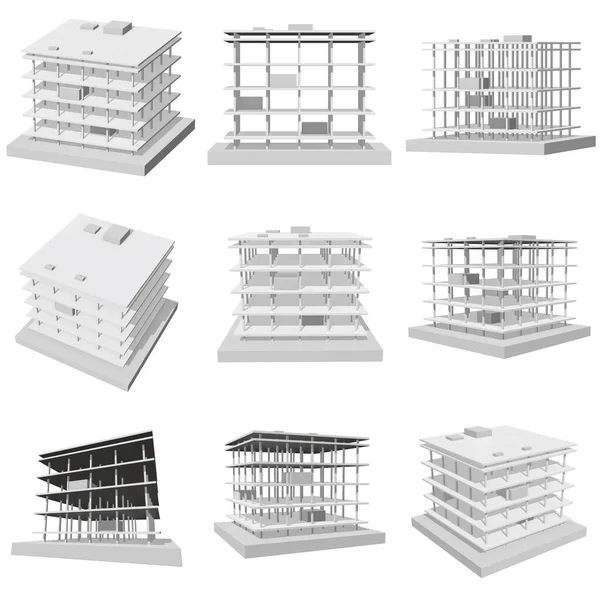 Edificio en construcción 3d —  Fotos de Stock