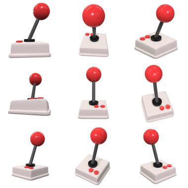 Retro video oyunu denetleyicigamepad joystick 3d