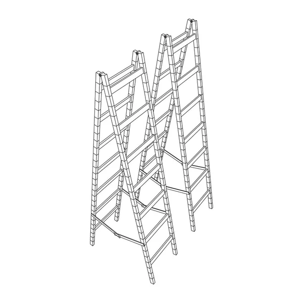 Step ladder wireframe — Stock Vector