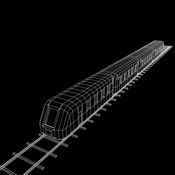 Высокоскоростной поезд в движении. Векторное отображение 3d. Стиль е-кадра — стоковый вектор