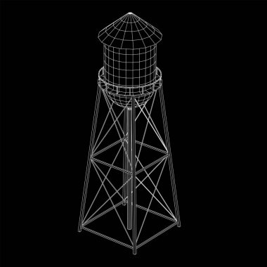 Su kulesi. Endüstriyel inşaat vektörü